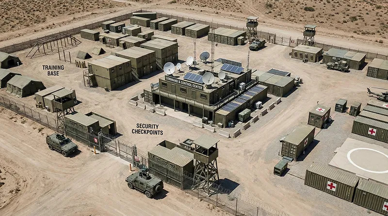 Defense and security temporary command container facility