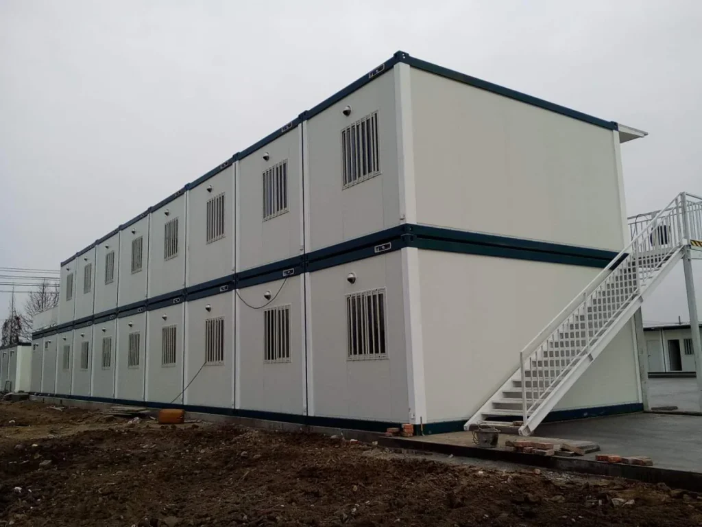 Two-storey modular dormitory block for contractor-dedicated accommodation
