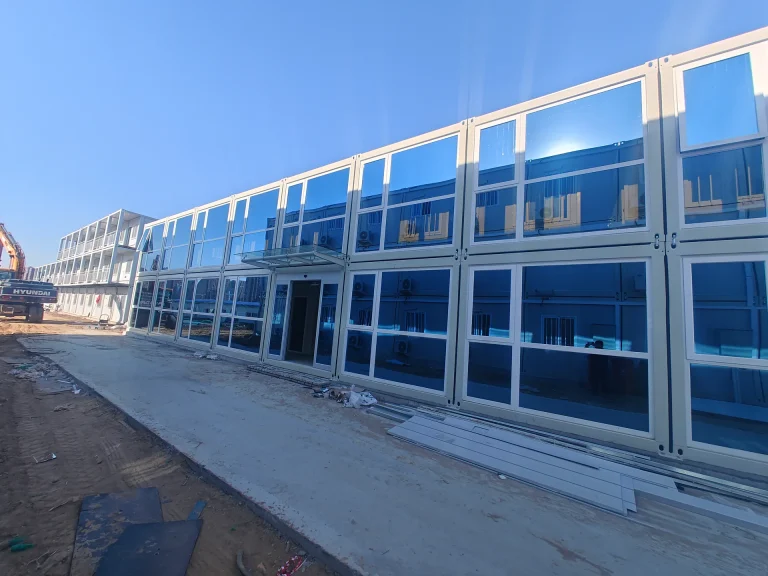 Two-storey modular project office buildings during site installation