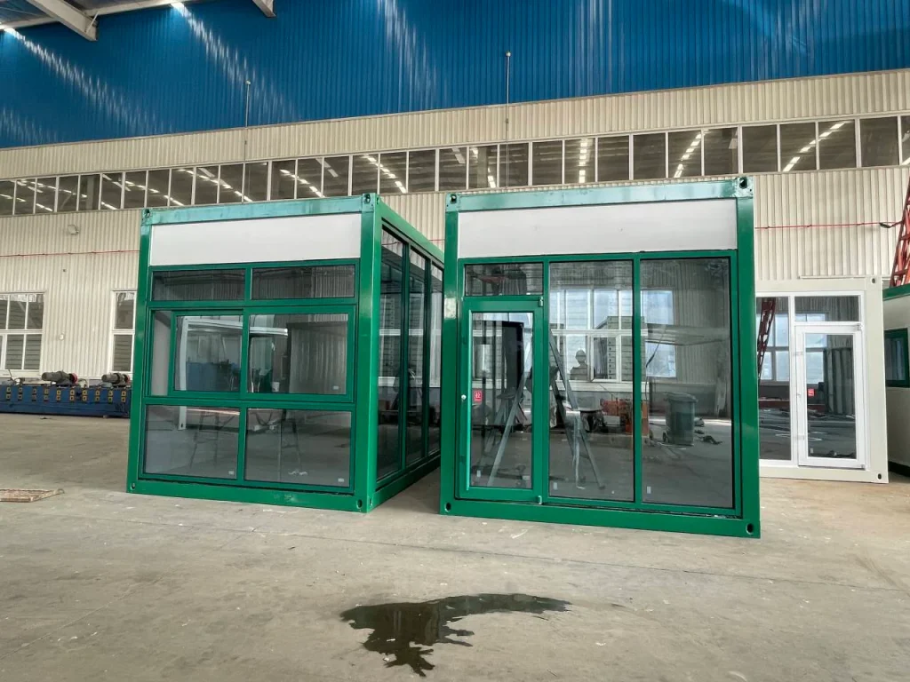 Glazed KUBO commercial modules in the factory before retail fit-out