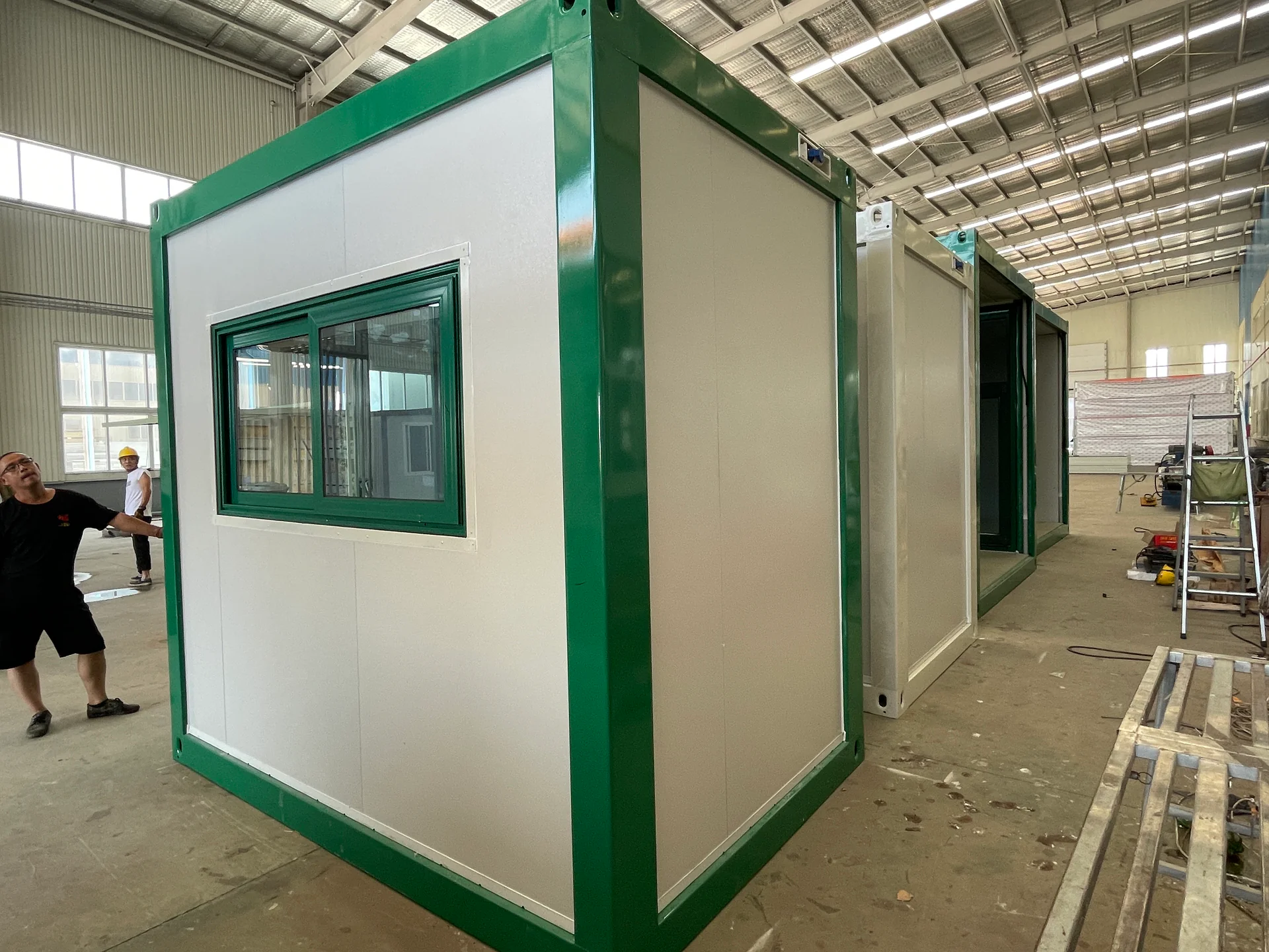 Modular kiosk unit being completed inside the factory