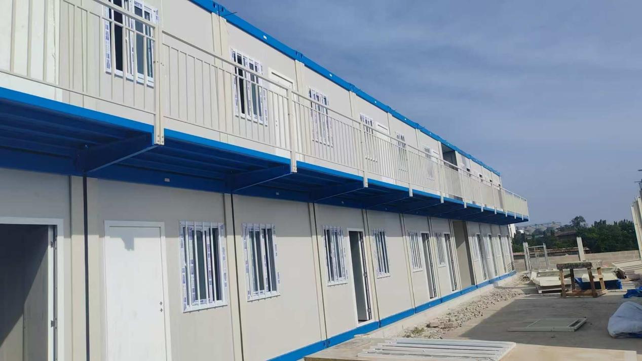 Two-storey modular workforce camp buildings at a remote project site