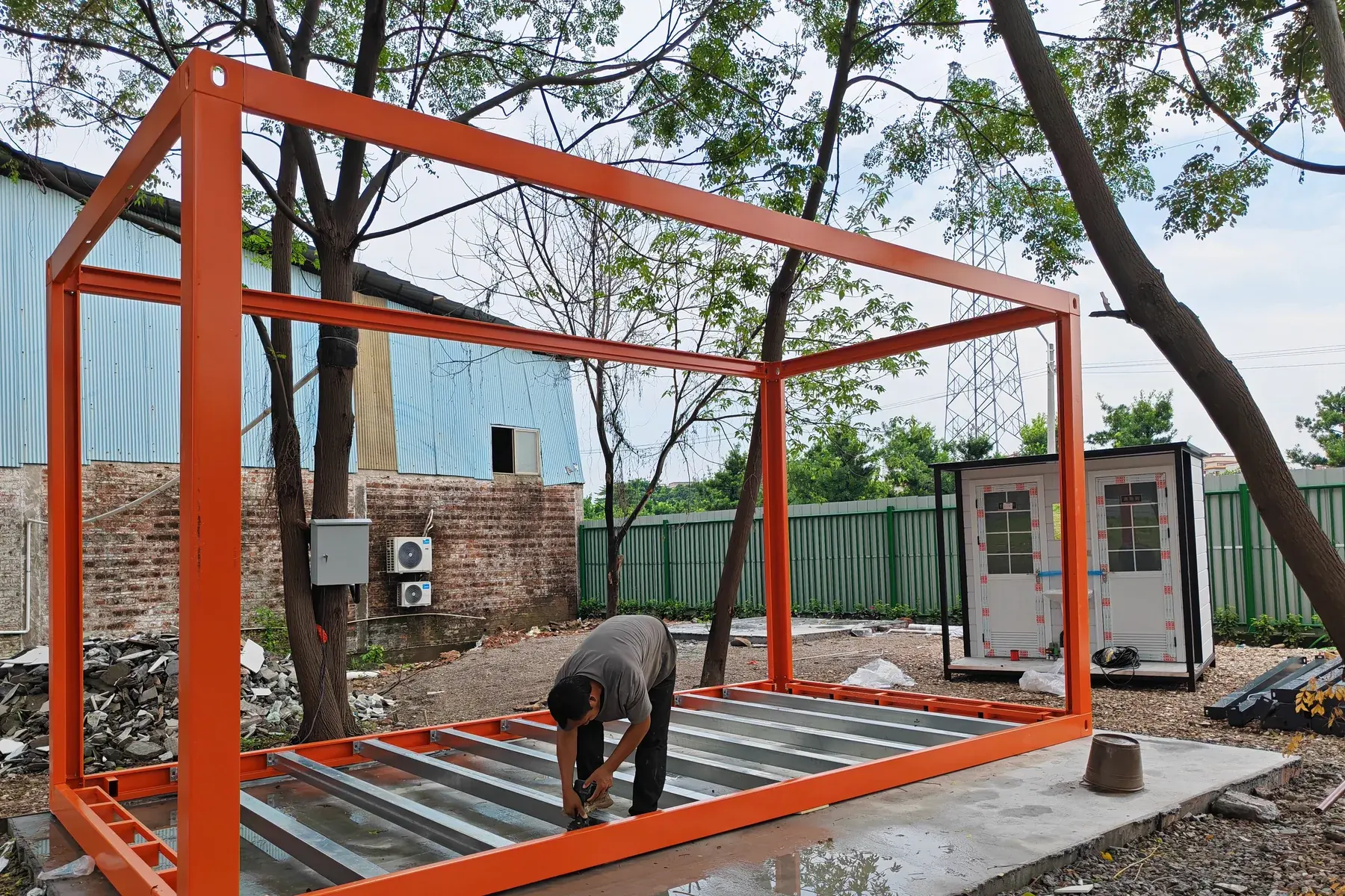 Modular building structural frame assembly at KUBO factory in Foshan